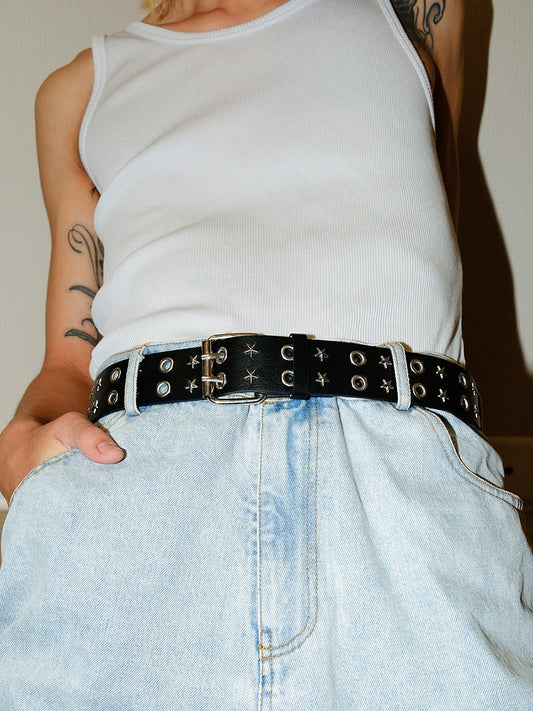 DOUBLE BUCKLE STAR STUD BELT