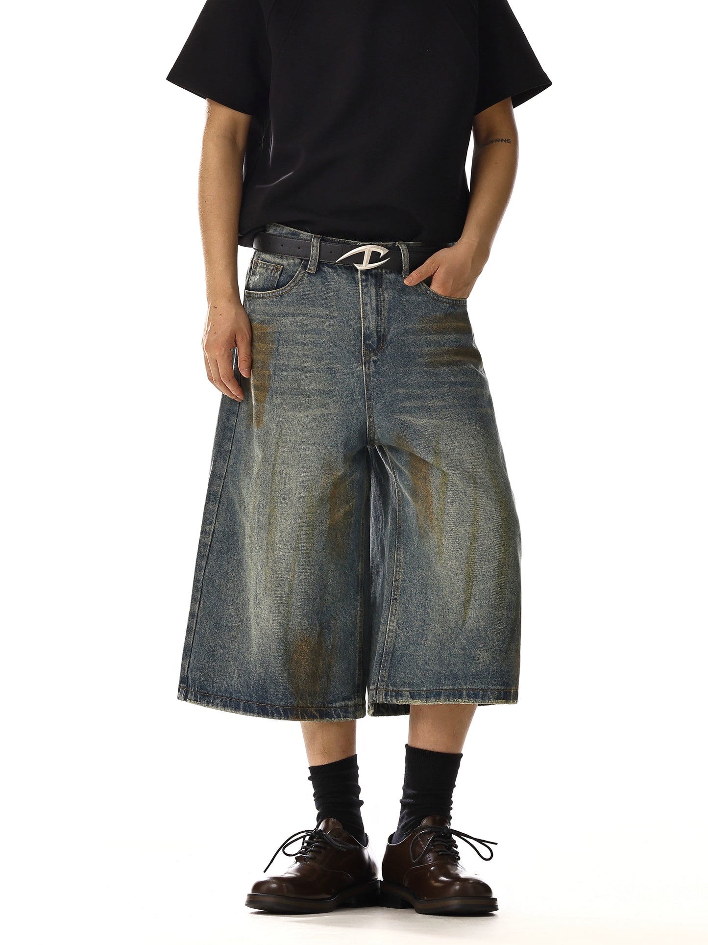 VINTAGE STAINED DENIM SHORTS
