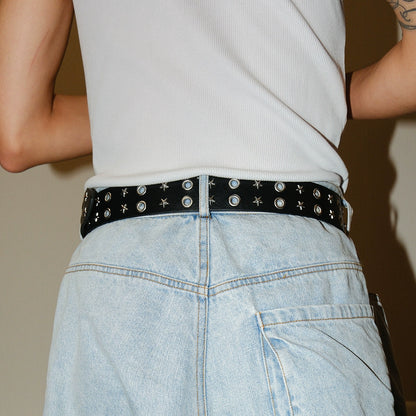 DOUBLE BUCKLE STAR STUD BELT