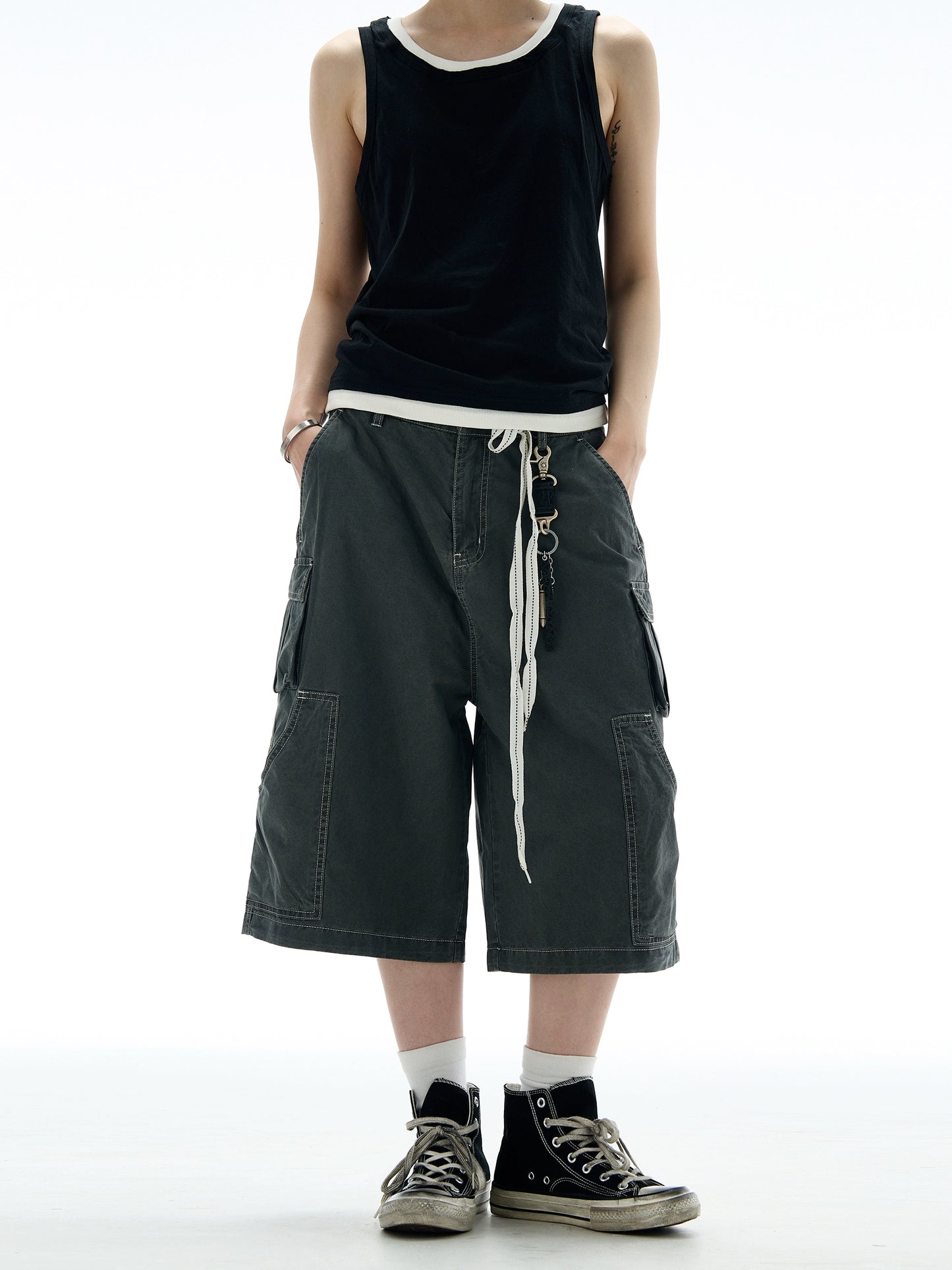 LONG STRING CASUAL STITCH CARGO PANTS