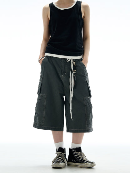 LONG STRING CASUAL STITCH CARGO PANTS