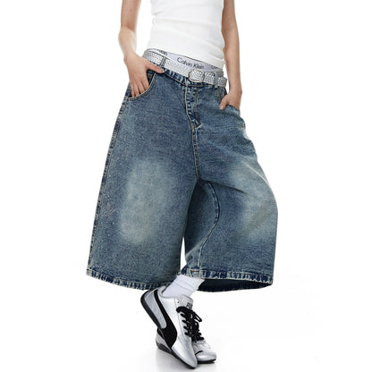 STAR STUDDED WIDE DENIM PANTS
