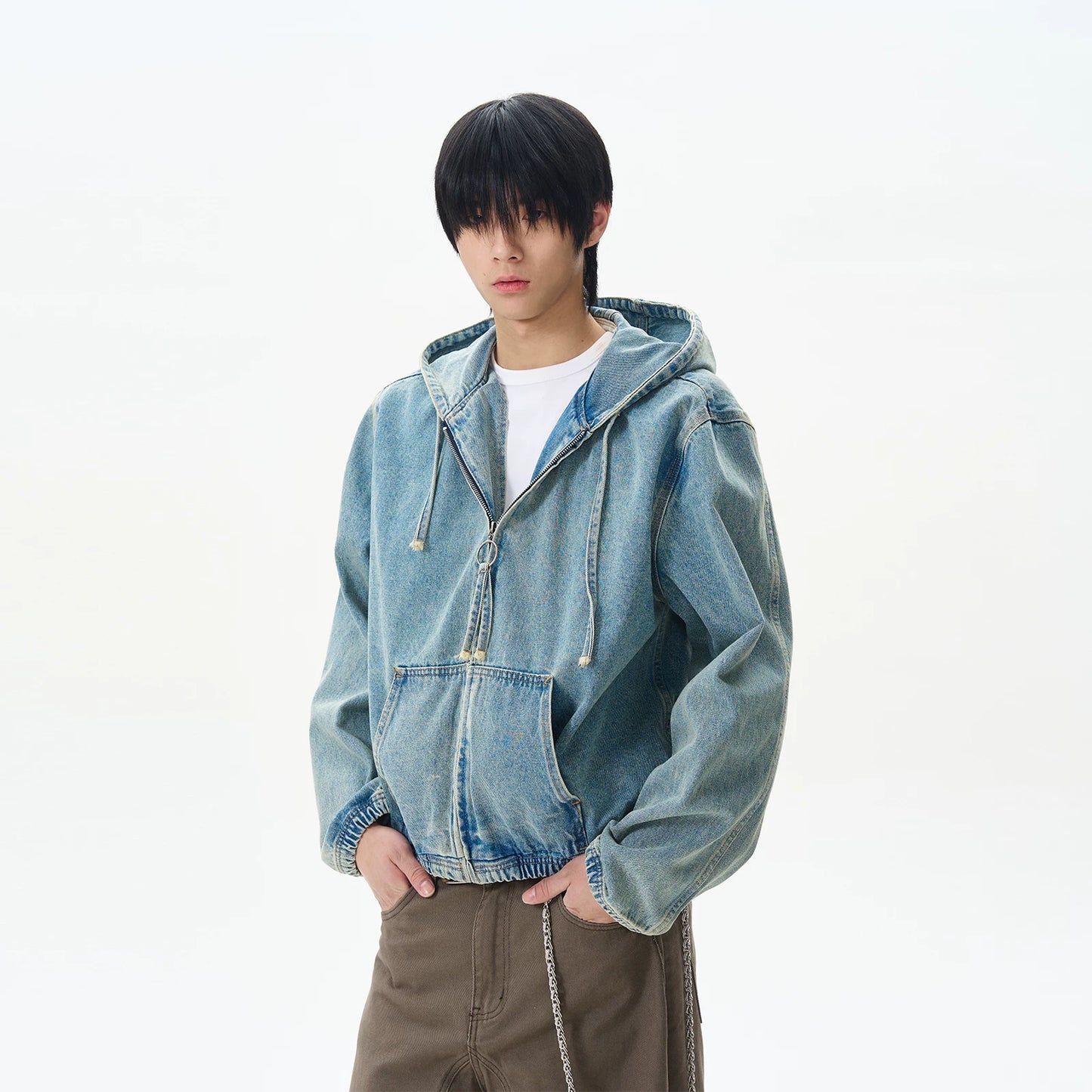 VINTAGE DENIM ZIP HOODIE