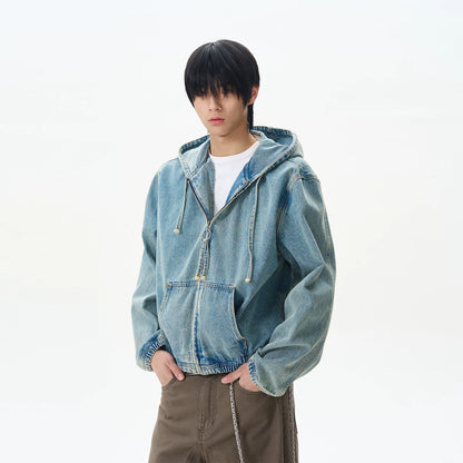 VINTAGE DENIM ZIP HOODIE
