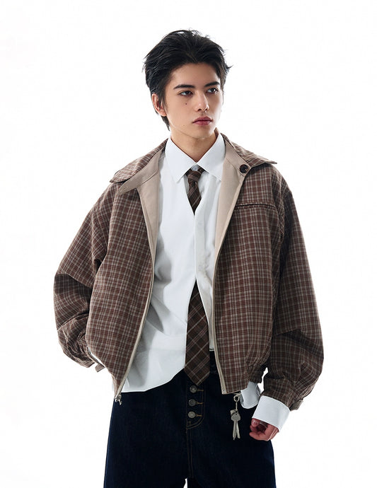 REVERSIBLE CLASSIC PLAID COLLAR JACKET