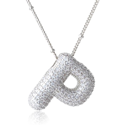 ICY CRYSTAL INITIAL NECKLACE (SILVER)