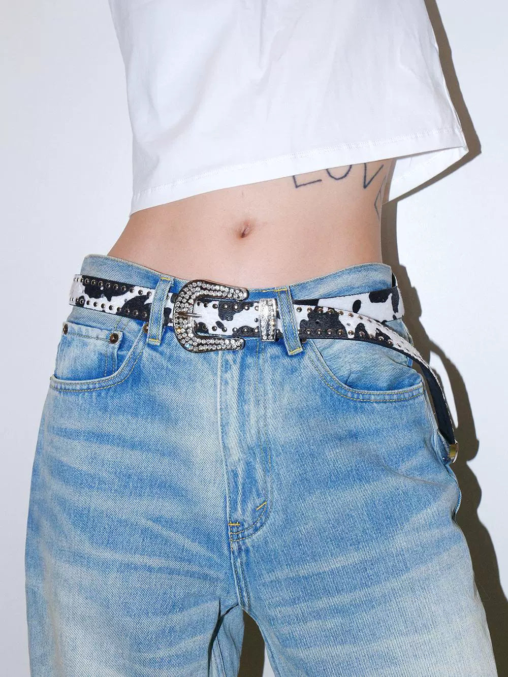 SPARKLY COW BUCKLE BELT