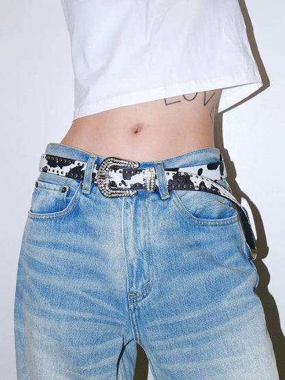 SPARKLY COW BUCKLE BELT