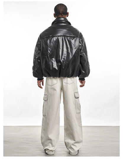 THICKNED PU LEATHER JACKET