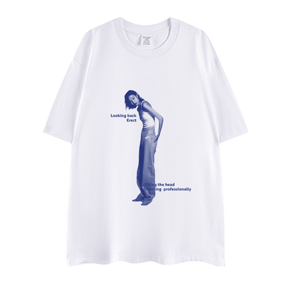 BLUE MONOTONE MODEL PRINT T-SHIRTS