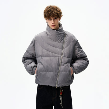 CURVED ZIP PUFFER JACKET