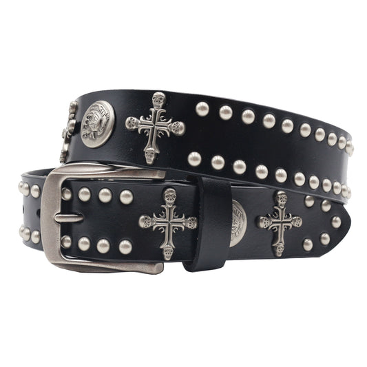 SKULL CROSS STUDS BELT