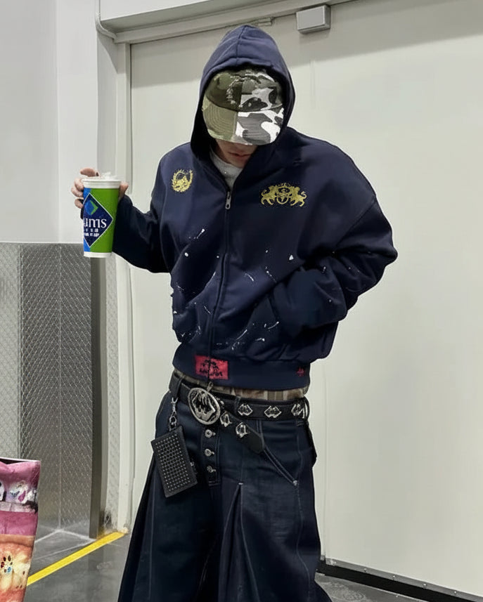 ROYAL CREST SPLASH ZIP HOODIE