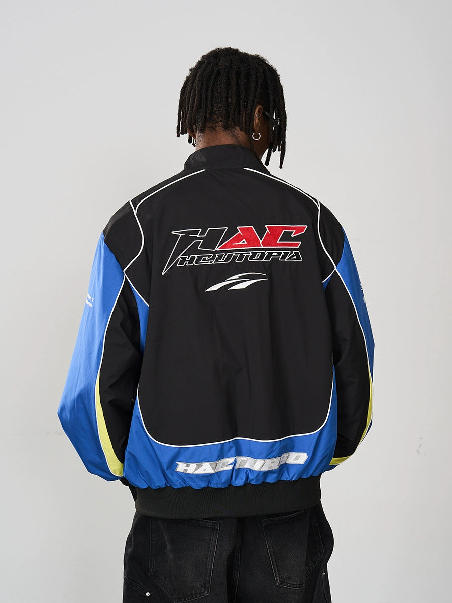 CONTRASTING MOTORCYCLE RACING JACKET HAR18